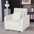 thumbnail image 2 of Alexent 3-en-1 Tissu de Lin Pliant Pouf Canapé-Lit Convertible en Beige, 2 of 15