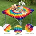 thumbnail image 4 of Colorful Rainbow Tie Dye Spiral Pattern Square Fitted Tablecloth with Elastic Edge,Square Table Cover,Washable Elastic Table Cover for Home Kitchen Party Decor 34"x34", 4 of 6