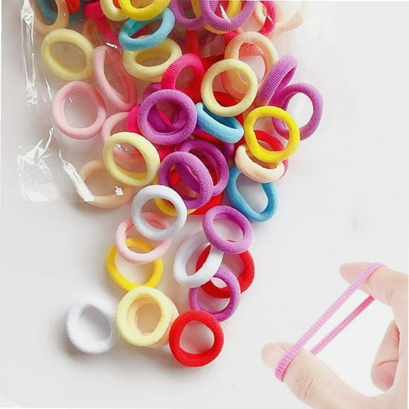 Hair Ties for Baby Toddler Elastics 100 PCS 10 Colors Scrunchies OuchlessCotton Small Soft No Crease Mini Hairbands Kids Ponytail Holder for Infants(0.8\