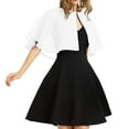 thumbnail image 3 of WHEANG Summer Chiffon Shawl Tops for Women Lightweight Flowy Cape Sleeve Sheer Topper Packable Women's Shawl Button Sunscreen Shawl Wrap Outing Travel Casual Shawl White Summer Sales Under $2, 3 of 3