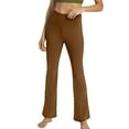 thumbnail image 2 of ZHYou Womens Flared Yoga Pants,Stretchy,High Waist,Bootcut,Workout,Moisture Wicking Trousers,Brown,Size M, 2 of 6