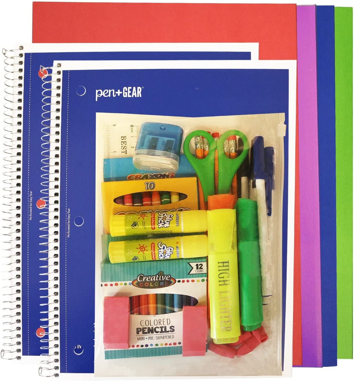 52 Piece Back to School Supply Kit for K-12 - Essentials Box of Supplies Bundle Value Pack for Students All Ages