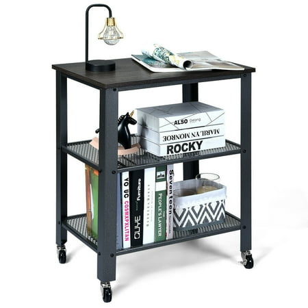 cart wheels kitchen utility industrial silver tier serving walmart storage gymax garden