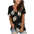 thumbnail image 7 of GaThRRgYP Soft Touch V Neck Short Sleeve Tops for Women,Women's Fashion Printed Camisole Short Sleeve T-shirt Loose Tank V-Neck Tops Black S, 7 of 7