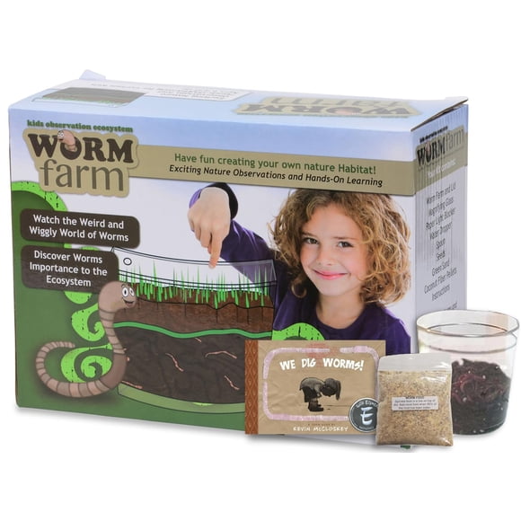 Kit de granja de lombrices Nature Gift Store con lombrices vivas y libro