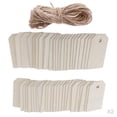 thumbnail image 1 of Adorno de etiqueta de etiqueta de forma de rectángulo de madera de 100 piezas con cuerda blanca Sunnimix Piezas de madera, 1 of 8