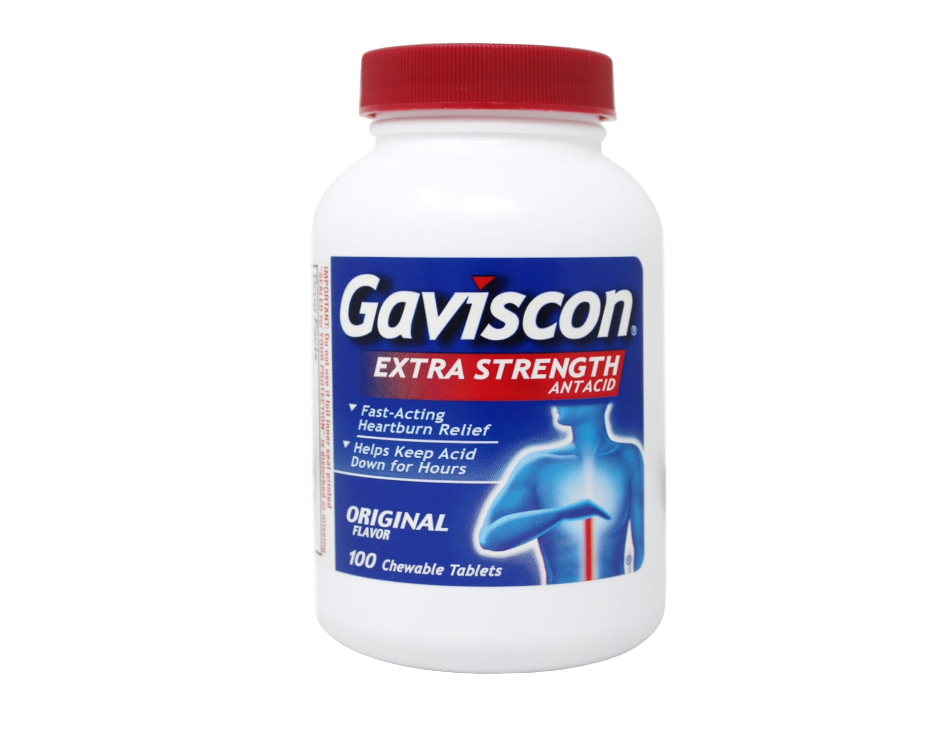 Gaviscon Extra Strength Chewable Antacid Tablets, Original Flavor, 100-Count Bottles (Pack of 3)