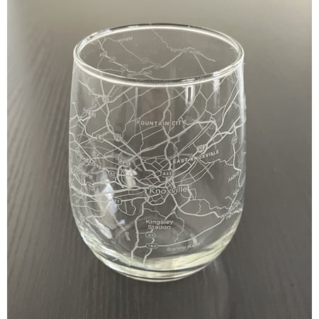 Stemless 17oz Wine Glass Urban City Map Knoxville Tennessee