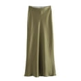thumbnail image 3 of Green Skirts for Women Spring Summer Skirts Satin Skirt High Waisted Maxi Cocktail Party Wedding A Line Long Skirts Maxi Skirt, 3 of 5