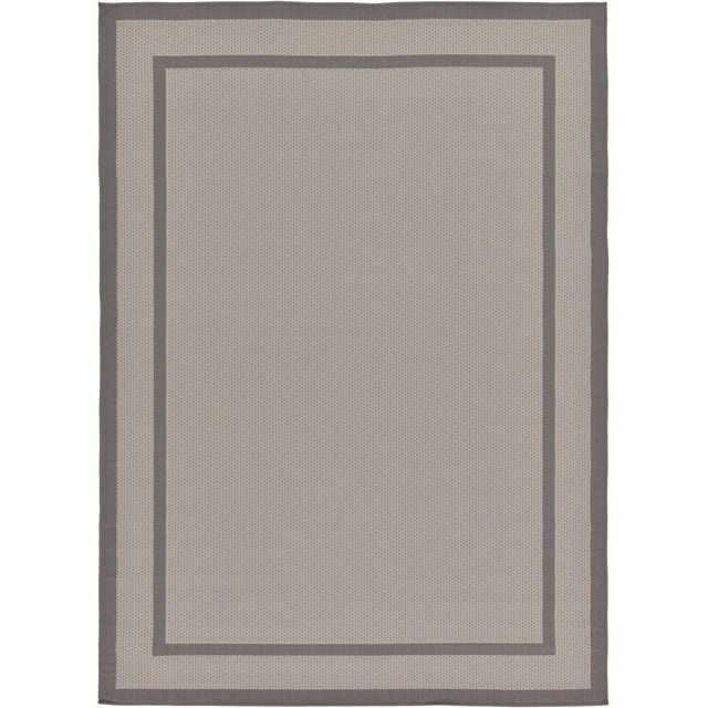 Unique Loom Outdoor Collection Transitional Indoor & Outdoor Casual Solid Tonal Border Area Rug, 7 x 10 Feet, Gray/Dark Gray