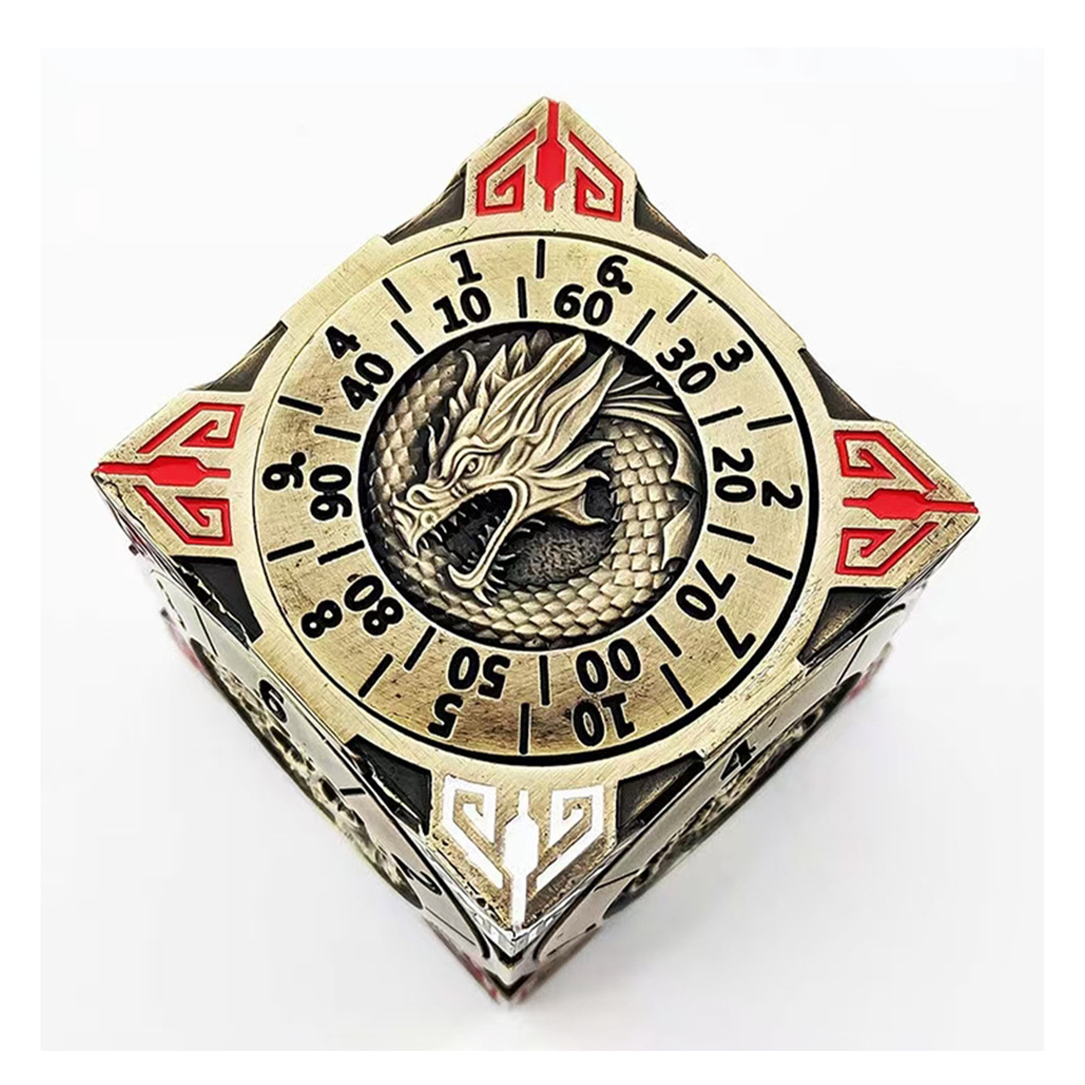 Metal hexahedral seven in one dice suit rotating DND dragon and dungeon polyhedron D6 Cthulhu COC running team,Mixed Colors