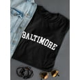 thumbnail image 3 of Baltimore White Text  Women Black T-Shirt, Female x-Large, 3 of 4
