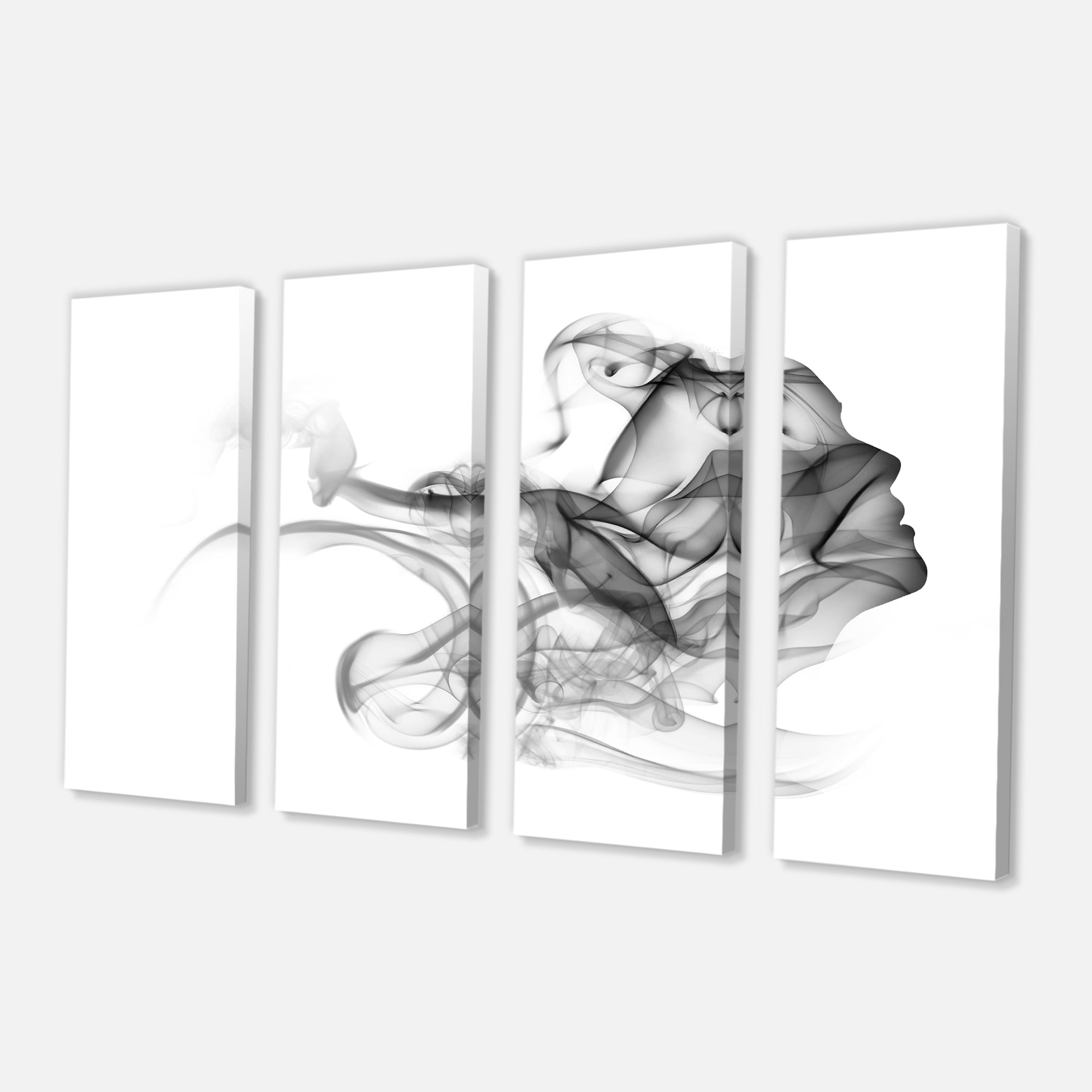 Designart 'Woman and Smoke Double Exposure ' Portrait Canvas Art Print