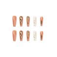thumbnail image 4 of ZHAOCHENG Uñas postizas largas de lámina dorada de mármol con diamantes de imitación amarillos (24 piezas), uñas postizas de lámina dorada, uñas acrílicas, 24 piezas para mujeres y niñas, parches de u, 4 of 5