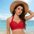 thumbnail image 7 of Siilsaa Swimsuit Top Women Halter Bikini Top Push Up Swimsuit Top Only Red,2XL, 7 of 7