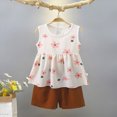 thumbnail image 2 of kaprioy Toddler Girl Clothes Baby Girl Summer Outfits Flowers Ruffle Sleeveless Vest Shirt Tank Tops Shorts Set 6 12 18 24 Months 2T 3T 4T 5T 6T, 2 of 4