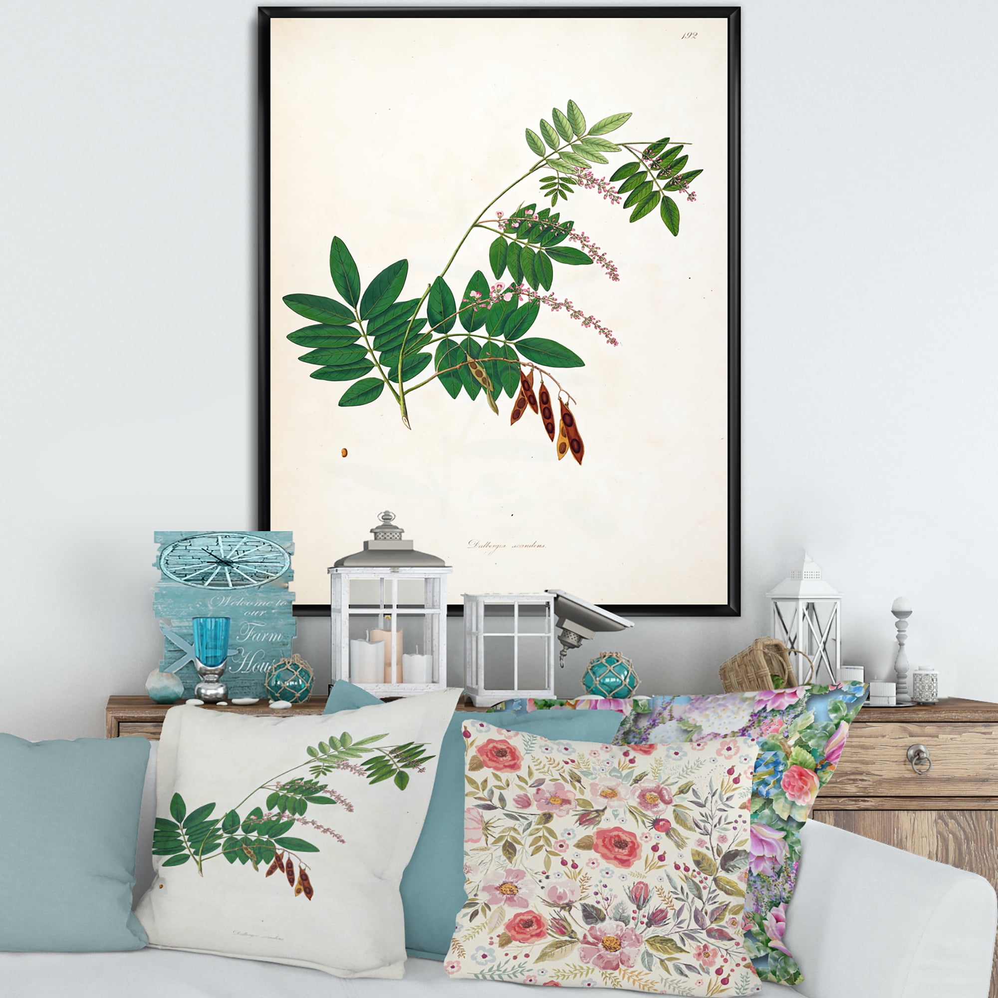 Ancient Botanicals XI 12 in x 20 in Framed Painting Canvas Art Print, by Designart