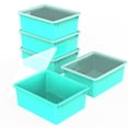 thumbnail image 1 of Storex Plateau de Rangement Profond avec Couvercle, Format Lettre, 10 x 13 x 5 Pouces, Turquoise, Lot de 5, 1 of 1