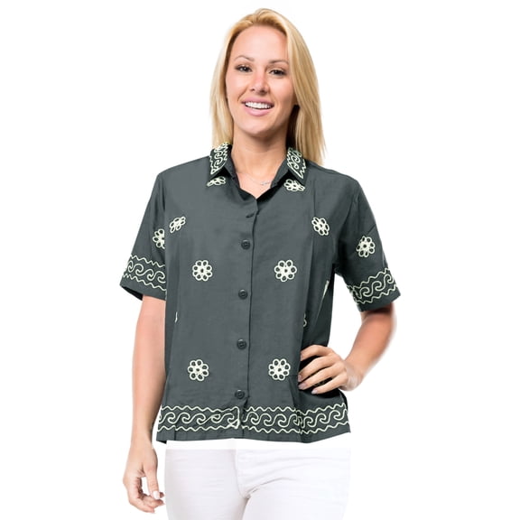 HAPPY BAY Women's V-Neck Blouse Tops Short Sleeve Shirts S plus-size Grey_X413