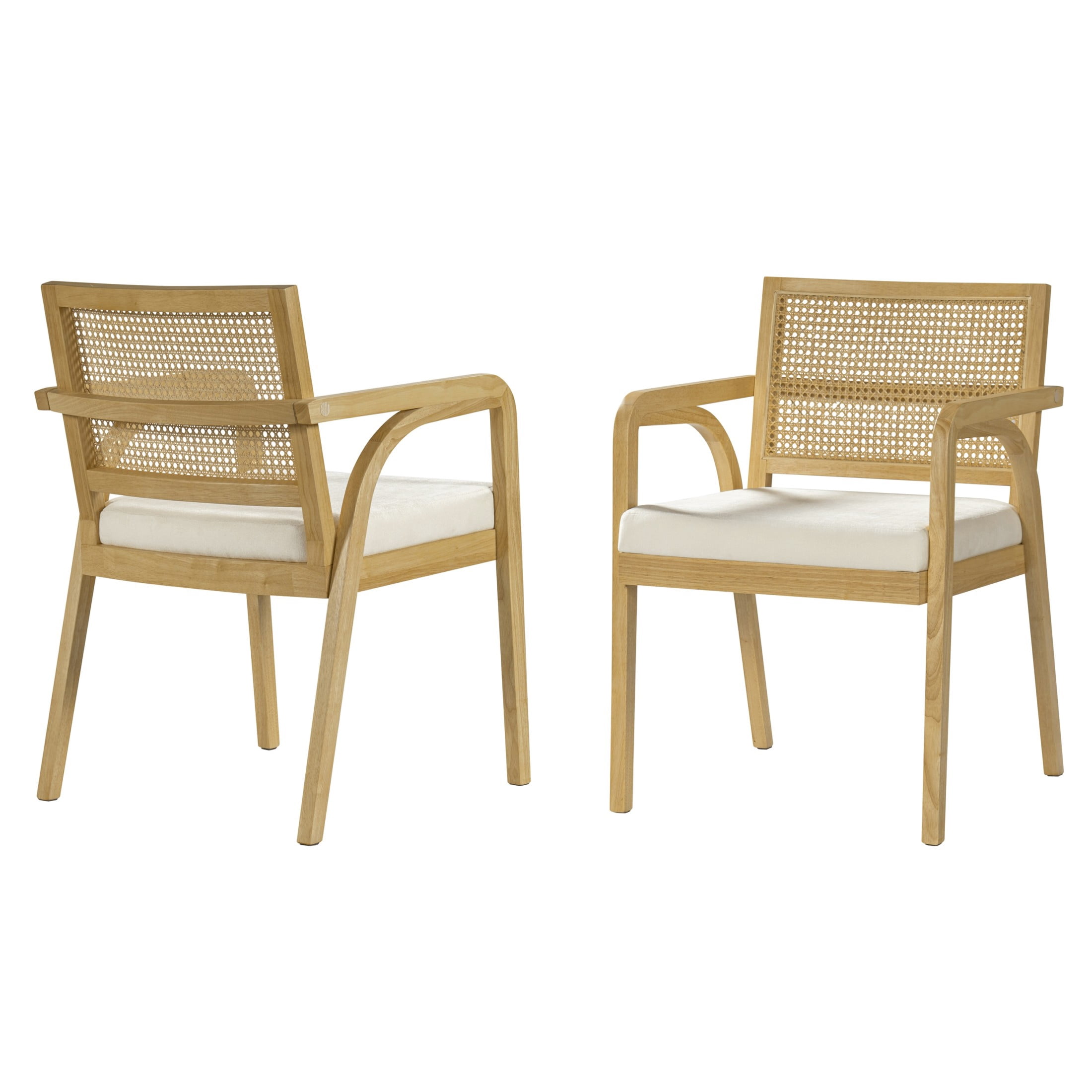 Christopher Knight Home Modern Dining Chairs, Upholstered Seats, Rattan Cane Back, Natural, Set of 2