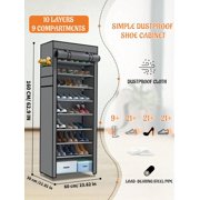 10 Tier Shoe Rack With Covers,Large Capacity Stackable Tall Shoe Shelf Storage To 50-55 Pairs Shoes And Boots Sturdy Metal Free Standing Shoe Rack Organizer For Closet Entryway Garage