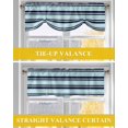 thumbnail image 6 of Turquoise and Tie Up Valances Curtain, Adjustable Kitchen Dark Blue Stripes Minimalist Modern Geometric Valances for Windows Decor, Rod Pocket Short Curtains Set for Bedroom/Bathroom, 42"x12", 6 of 8