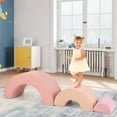thumbnail image 4 of Costway 3 PCS Toddlers Climbing Toys with Elastic Filling Baby Foam Blocks Crawling Tunnel Pink, 4 of 10