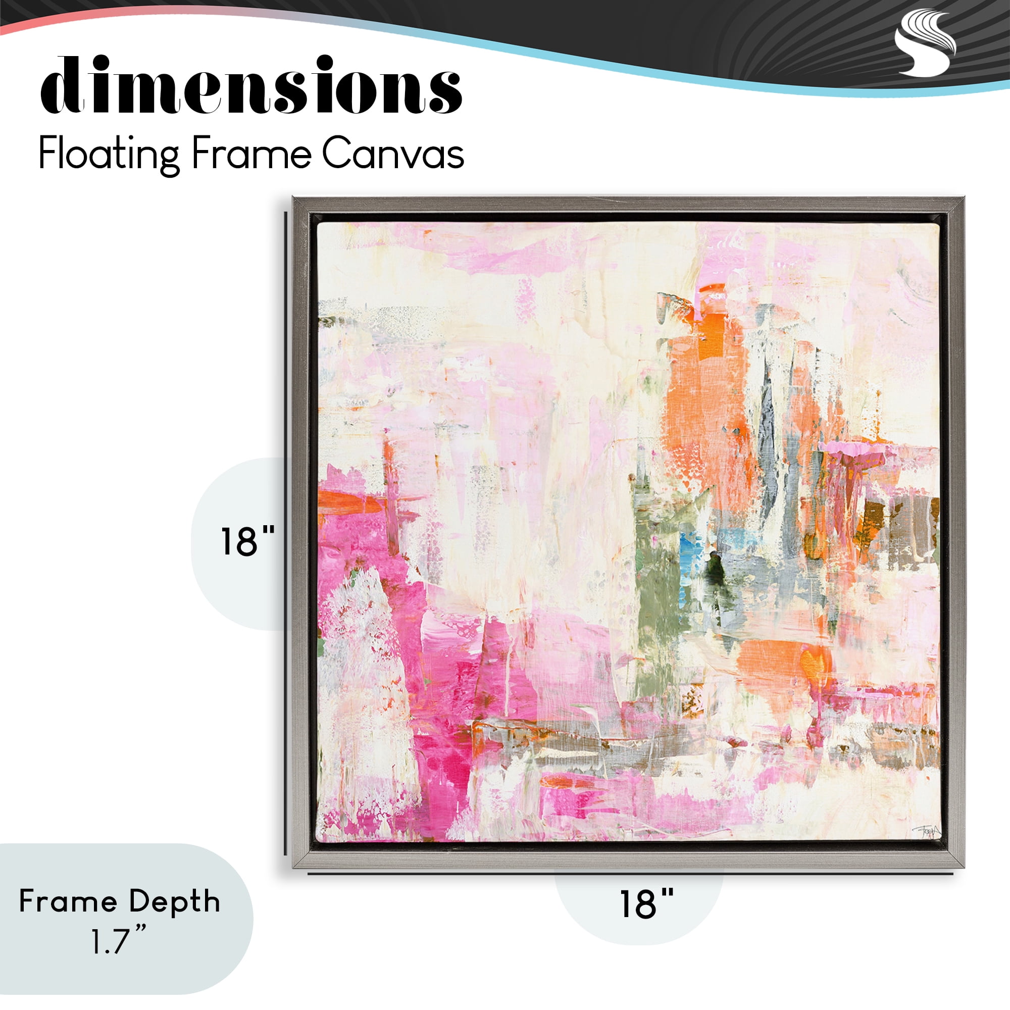 Stupell Industries New Age Pink Abstract Gray Framed Floater Canvas Wall Art, design by Design Fabrikken
