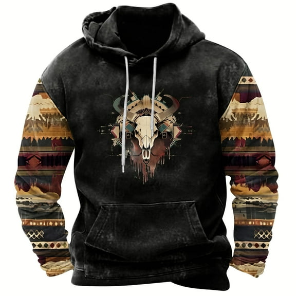 Naughtyhood Hoodies for Men Men's Printed Top Long Sleeved Hooded Top Hooded Sweatshirt