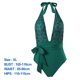 thumbnail image 2 of 1 juego de bañador de una pieza verde ajustado para mujer con estampado vintage y falda cruzada, 2 of 5
