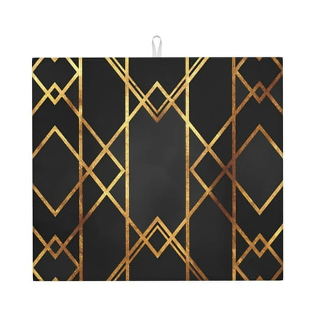 

Black Gold Geometric Dish Drying Mats Absorbent Dish Drainer Mat For Kitchen Counter Sink Mat Drying Pad 16 x 18
