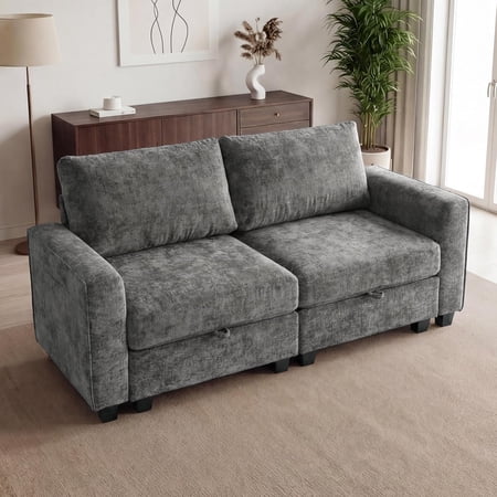 Convertible Modular Sectional Sofa Set, Storage Couch, Cloud-Like Comfort 2 Seat Sectional for Large Living Room, Gray (2-seat)