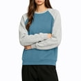 thumbnail image 4 of TKKCS Womens Raglan Crew Neck Sweatshirt Pullover Loose Fit Color Block Long Sleeve Casual Tops with Front Kangaroo Pocket Light Blue XL, 4 of 8