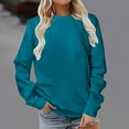 thumbnail image 2 of nerohusy Womens Sweatshirts Crewneck Long Sleeve Sweatshirt Fall Causal Loose Fit Pullover Tunic Top Basic Solid Color Plain Light Blue,L, 2 of 6