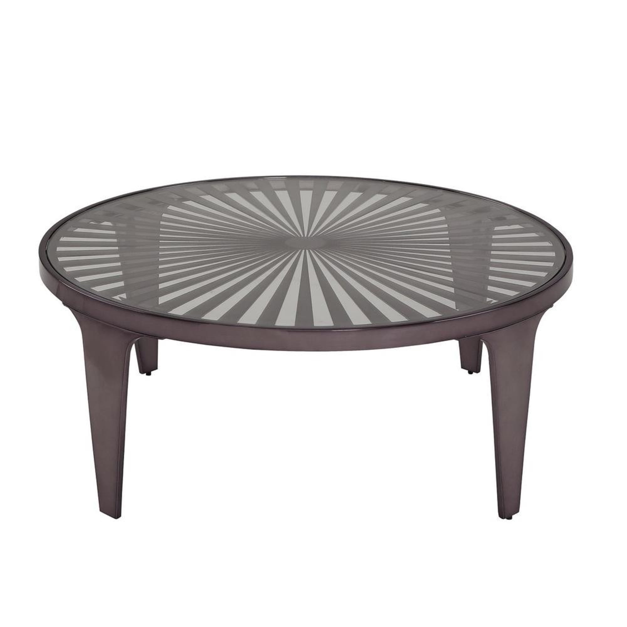 Benzara Contemporary Round Metal Coffee Table with Glass Table Top