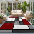 thumbnail image 2 of Area Rugs 5'x7', Modern Geometric Red Black Carpet Runner Indoor Outdoor Rugs Home Decor Aesthetic, Abstract Minimalist Color Blocks Non Slip Mats Washable Accent Rug for Living Room Bedroom, 2 of 8
