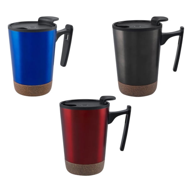 Paquete con 10 piezas de Taza doble pared acero/corcho con tapa 300 ml gris 8.5 x 12
