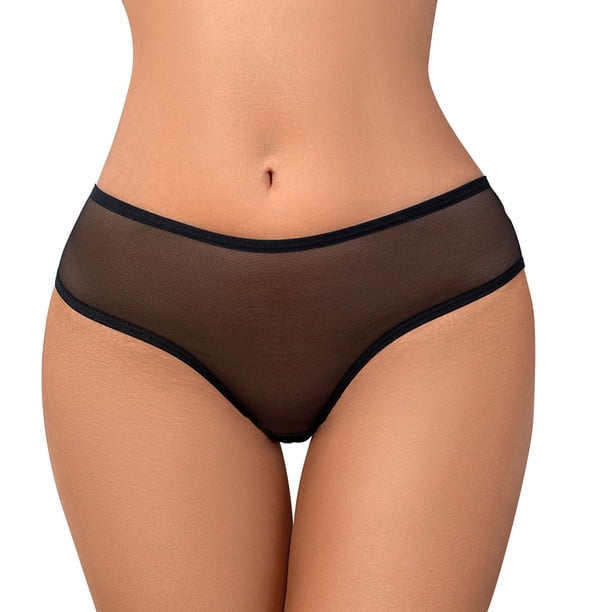 Gibobby Calzoncillos sexy Bragas para mujer, encaje de ganchillo, bragas con cordones, ropa interior calada Sexy(Negro,XL)