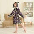 thumbnail image 2 of FORMRS Niños Bathrobe Unisex Hooded Robe Soft Plush Pajamas Sleepwear, Size 4-6T, Gold and Purple Floral Pattern, 2 of 7