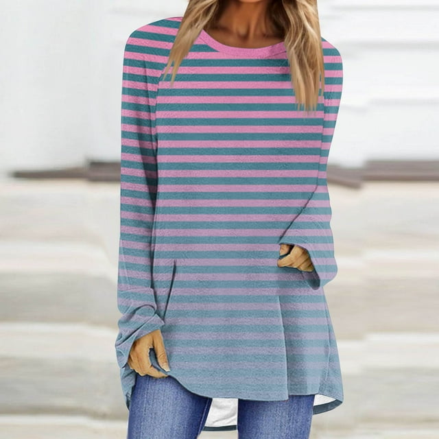 Jienlioq Hauts Corset pour Femmes Femmes Décontracté Manches Longues Col Rond Hauts Blouse Ample Imprimé Graphique Chemise Liquidation Vente