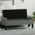 thumbnail image 2 of 52" Upholstered Storage Bench With Truncated Arms in Stone (Light Gray), 2 of 7