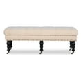 thumbnail image 5 of Linon Kacie 50" Wide Buttun Tufted Bench, Dark Espresso with Natural Linen, 5 of 9
