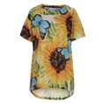 thumbnail image 4 of Hauts d'Été Grande Taille Femmes Mode Décontractée Femmes Été Décontracté Col Rond Manches Courtes Imprimé Hauts Blouse T-shirt Col en V T-shirt Femmes en Solde, 4 of 8