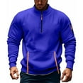 thumbnail image 2 of Sweatshirts for Men Fall Winter Long Sleeve Lined Half Zipper Stand Collar Sweatshirt with Pockets Pullover, 2 of 5
