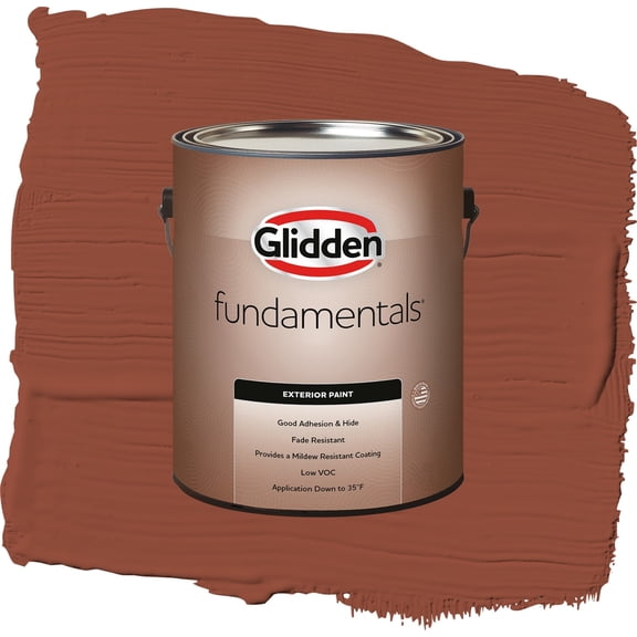 Glidden Fundamentals Burled Redwood / Brown, Satin Exterior Paint, 1 Gallon
