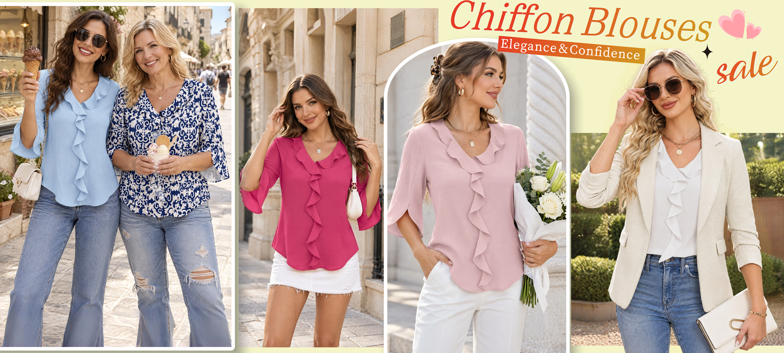 UVN Women's Chiffon Dressy Blouse with 3/4 Sleeves, White photo 8