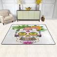 thumbnail image 1 of XMXY Area Rugs Doormat Outdoor Entrance, Skull Flowers Skeleton Facecloth Non-slip Floor Mat Rug for Living Room Kitchen Sink Area Indoor,72"x48", 1 of 9