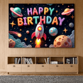 thumbnail image 2 of Yatrandify Colorful Theme Happy Birthday Rocket Banner Space Elements Astronaut Design for Kids Party Celebrations Decorations, 2 of 7