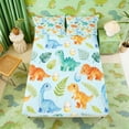 thumbnail image 3 of Erosebridal Watercolor Dinosaur Full Size Sheets for Kids Boys Girls, Colorful Dino Bed Sheets, 4pcs (1 Flat Sheet, 1 Fitted Sheet and 2 Pillowcases), 3 of 6