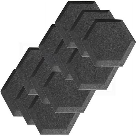 12 Pack Hexagon (Hexagonal) Acoustic Foam Studio Soundproofing Foam Tiles 6" X 6" X 1" Charcoal Art Decor Noise Reduction